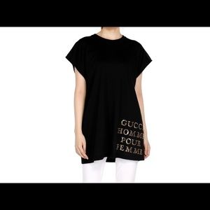 Hard to find Authentic black t shirt Gucci dress, with gold sequin accents